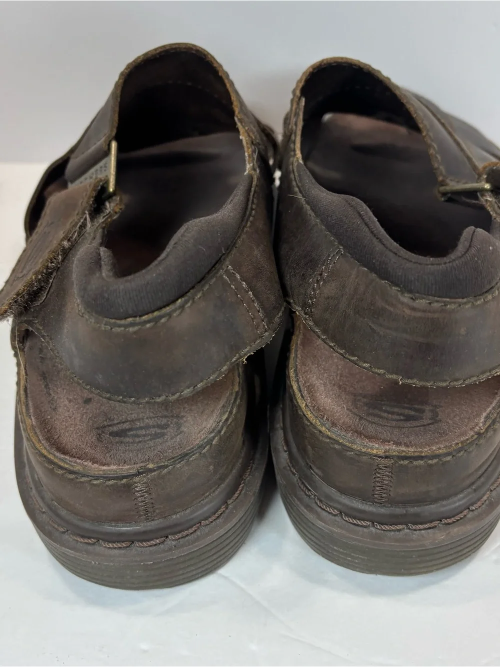 Vintage Skechers Mens Y2K Brown Leather Fisherman Jammers Chunky Sandals Size 13